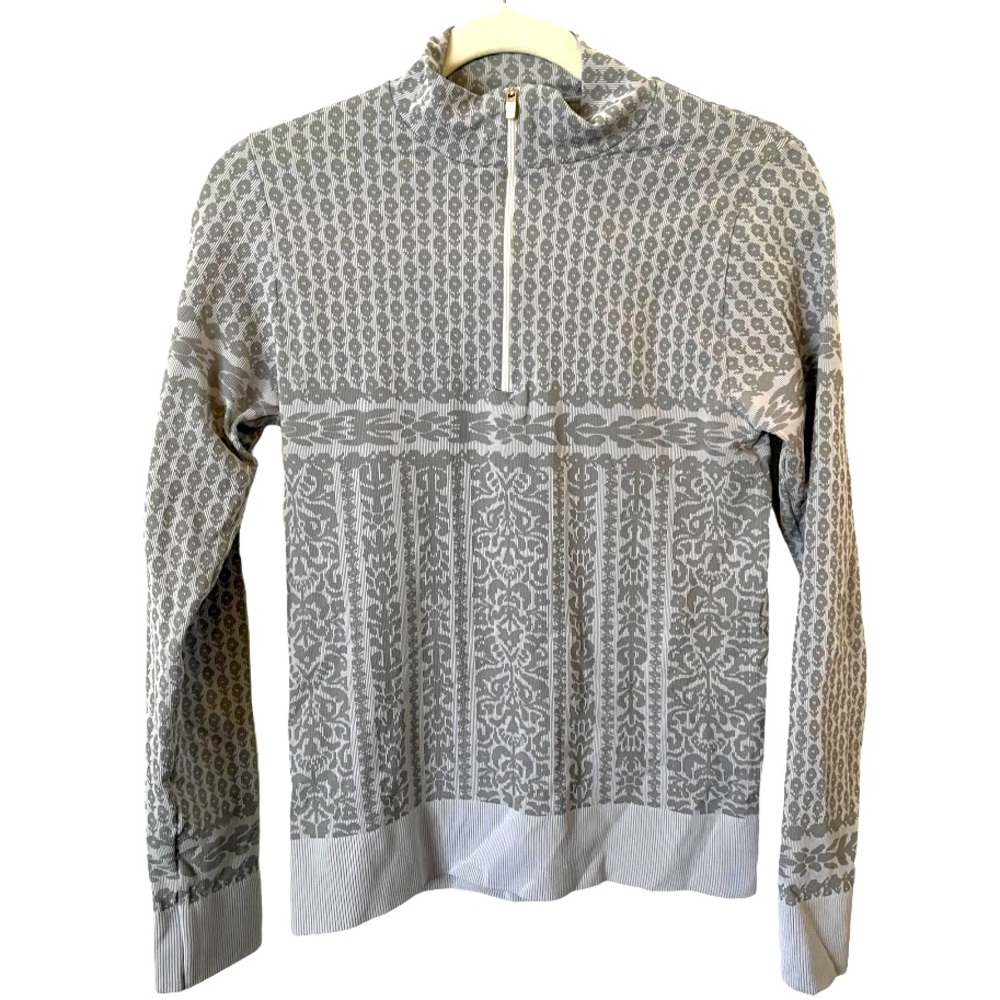 Athleta Long Sleeve Quarter Zip Patterned Active Shirt